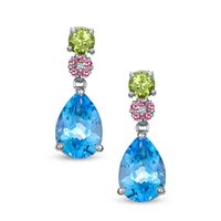 Multi-Gemstone and Lab-Created White Sapphire Drop Earrings in Sterling Silver|Peoples Jewellers