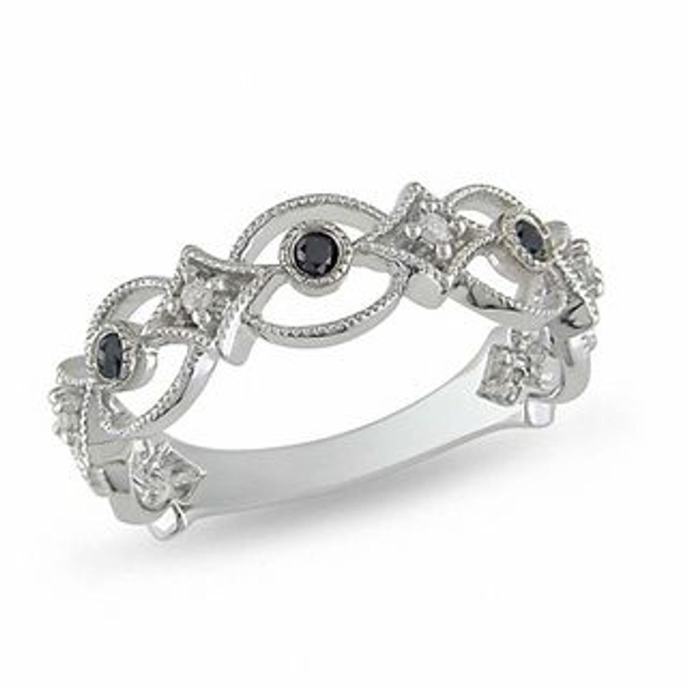 0.17 CT. T.W. Black and White Diamond Band in Sterling Silver|Peoples Jewellers
