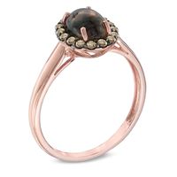 Oval Smoky Quartz and 0.24 CT. T.W. Enhanced Champagne Diamond Ring in 10K Rose Gold|Peoples Jewellers