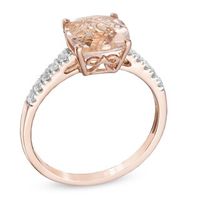 8.0mm Cushion-Cut Morganite and Diamond Accent Ring in 10K Rose Gold|Peoples Jewellers