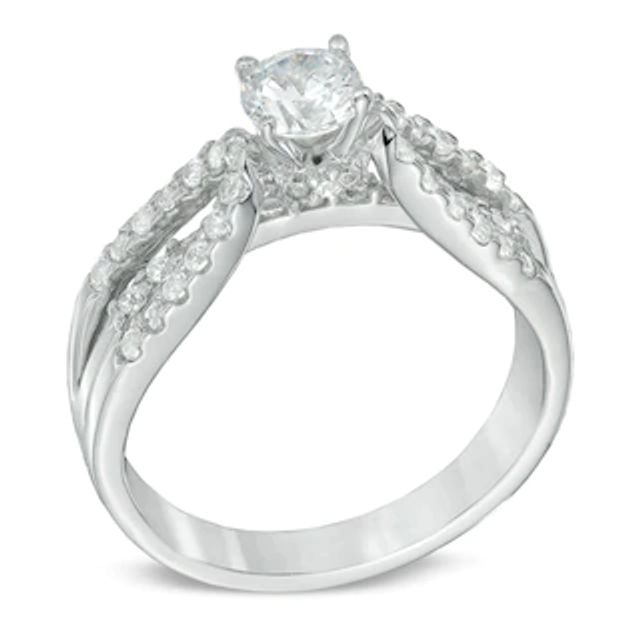 1.25 CT. T.W. Diamond Split Shank Engagement Ring in 14K White Gold|Peoples Jewellers