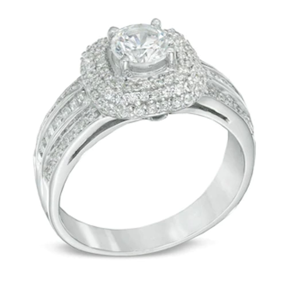 1.25 CT. T.W. Diamond Double Frame Engagement Ring in 14K White Gold|Peoples Jewellers