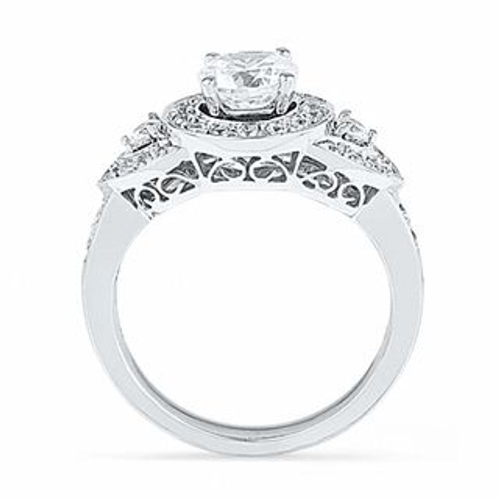 1.50 CT. T.W. Diamond Frame Three Stone Bridal Set in 14K White Gold|Peoples Jewellers
