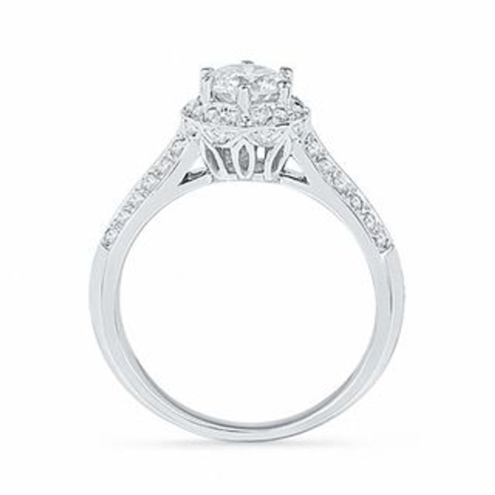 1.50 CT. T.W. Diamond Frame Double Row Engagement Ring in 14K White Gold|Peoples Jewellers