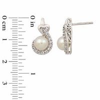 6.0-7.0mm Freshwater Cultured Pearl and Lab-Created White Sapphire Pendant and Earrings Set in Sterling Silver|Peoples Jewellers