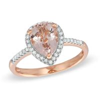 Pear-Shaped Morganite and 0.11 CT. T.W. Diamond Frame Ring in 10K Rose Gold|Peoples Jewellers