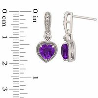 7.0mm Heart-Shaped Amethyst and Lab-Created White Sapphire Pendant and Earrings Set in Sterling Silver|Peoples Jewellers