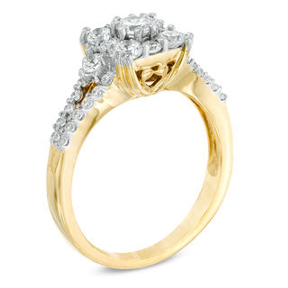 1.00 CT. T.W. Diamond Square Cluster Engagement Ring in 10K Gold|Peoples Jewellers