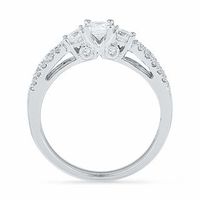 0.65 CT. T.W. Diamond Three Stone Split Shank Ring in 14K White Gold|Peoples Jewellers