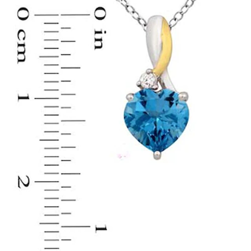 Heart-Shaped Blue Topaz and Lab-Created White Sapphire Pendant and Ring Set in Sterling Silver and 14K Gold Plate|Peoples Jewellers