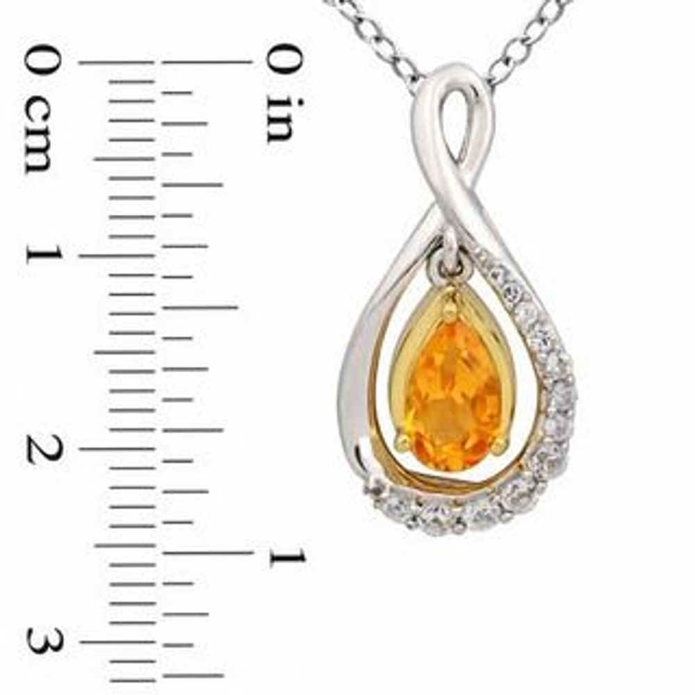 Pear-Shaped Citrine and Lab-Created White Sapphire Pendant and Earrings Set in Sterling Silver and 14K Gold Plate|Peoples Jewellers
