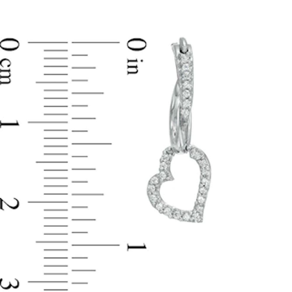 0.25 CT. T.W. Diamond Heart Dangle Hoop Earrings in Sterling Silver|Peoples Jewellers