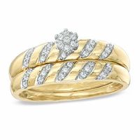 0.16 CT. T.W. Diamond Flower Cluster Bridal Set in 10K Gold|Peoples Jewellers