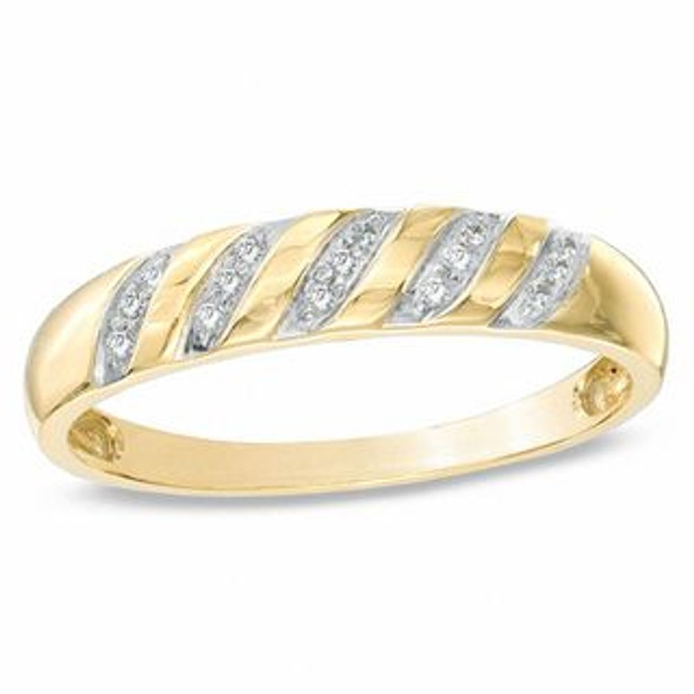 Men's 0.10 CT. T.W. Diamond Slant Wedding Band in 10K Gold|Peoples Jewellers