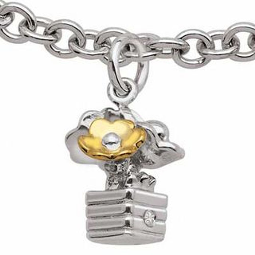 Tween Diamond Accent Flower Pot Charm Bracelet in Two-Tone Sterling Silver - 6.0"|Peoples Jewellers