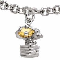 Tween Diamond Accent Flower Pot Charm Bracelet in Two-Tone Sterling Silver - 6.0"|Peoples Jewellers