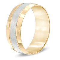 Men's 8.0mm Satin Centre Comfort Fit Wedding Band in 10K Two-Tone Gold|Peoples Jewellers