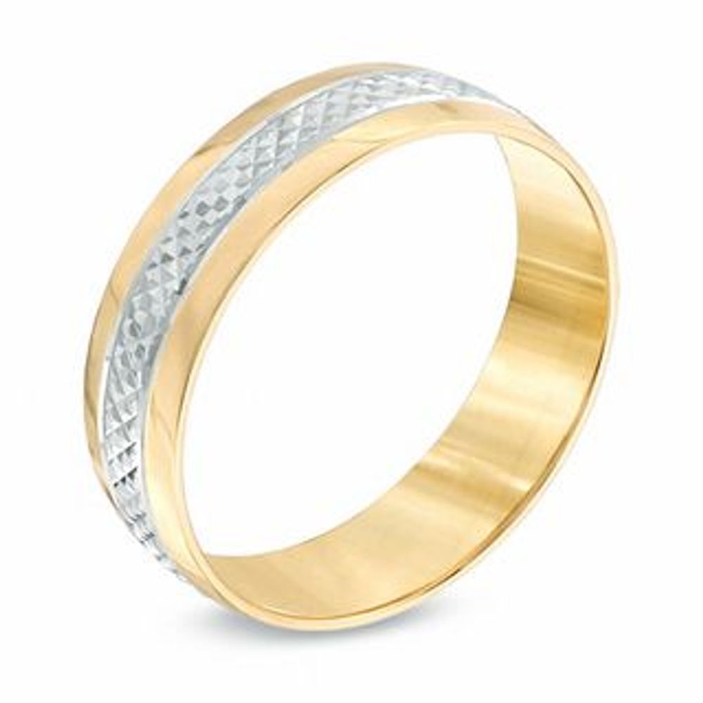 Men's 6.0mm Criss-Cross Comfort Fit Wedding Band in 10K Two-Tone Gold|Peoples Jewellers