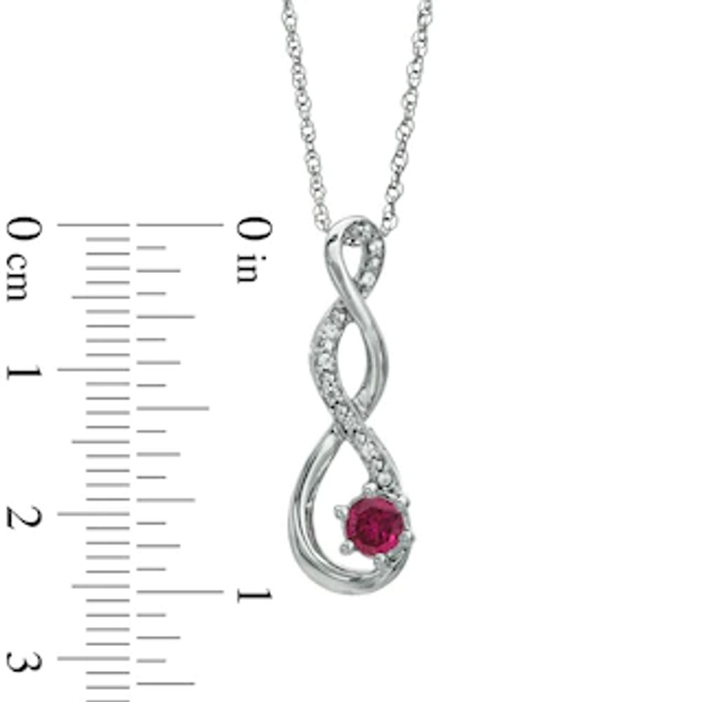 4.5mm Lab-Created Ruby and Diamond Accent Twist Pendant in Sterling Silver|Peoples Jewellers