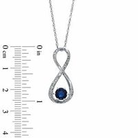 5.5mm Blue Lab-Created Sapphire and Diamond Accent Infinity Pendant in Sterling Silver|Peoples Jewellers