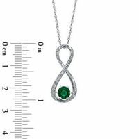 5.5mm Lab-Created Emerald and Diamond Accent Infinity Pendant in Sterling Silver|Peoples Jewellers