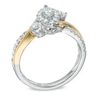 0.50 CT. T.W. Marquise Diamond Past Present Future Split Shank Ring in 10K Two-Tone Gold|Peoples Jewellers