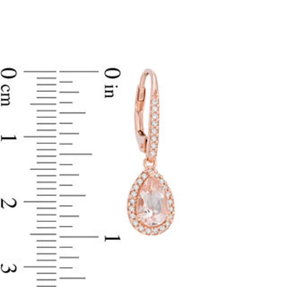 Pear-Shaped Morganite and 0.17 CT. T.W. Diamond Frame Drop Earrings in 10K Rose Gold|Peoples Jewellers