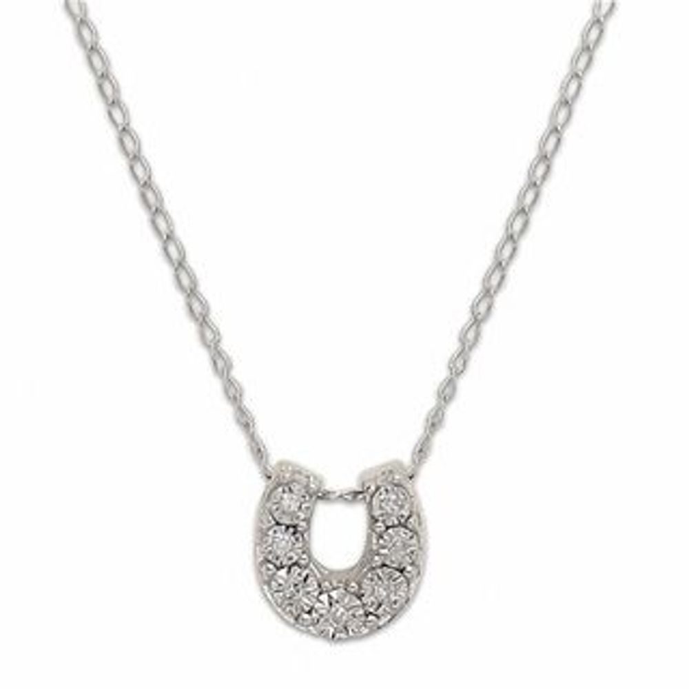 TEENYTINY™ Diamond Accent Horseshoe Pendant in Sterling Silver - 17"|Peoples Jewellers