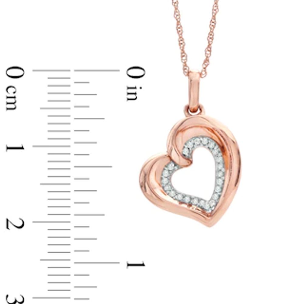 The Heart Within™ 0.10 CT. T.W. Diamond Tilted Heart Pendant in 10K Rose Gold|Peoples Jewellers