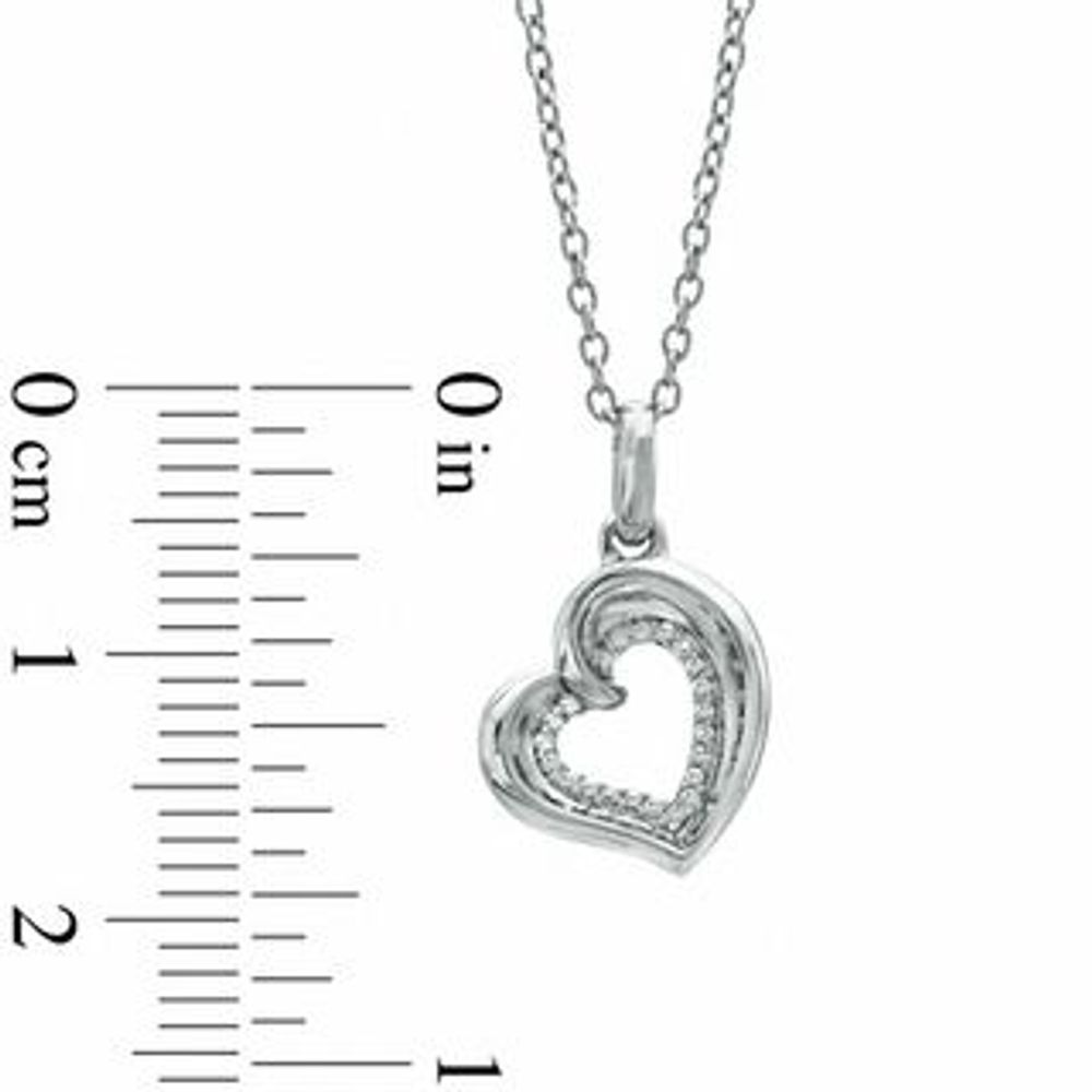 The Heart Within™ Diamond Accent Tilted Heart Pendant in Sterling Silver|Peoples Jewellers