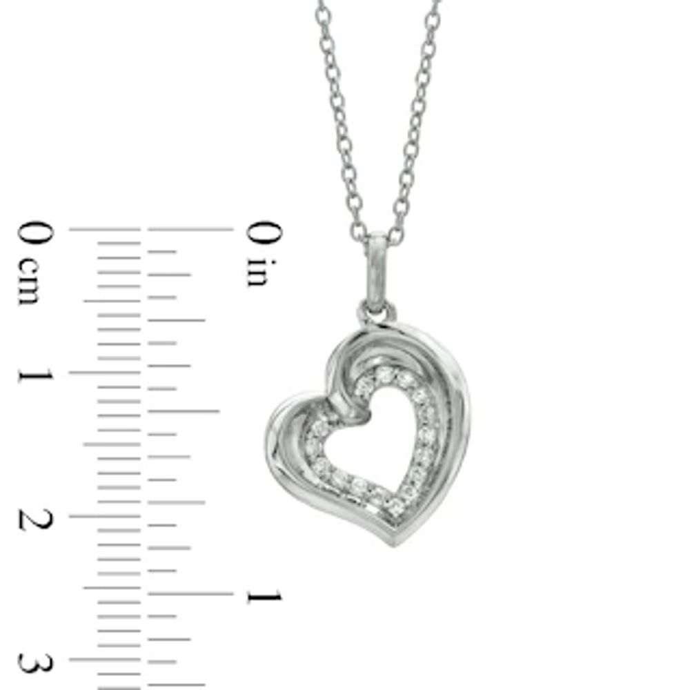 0.15 CT. T.W. Diamond Tilted Heart Pendant in Sterling Silver|Peoples Jewellers