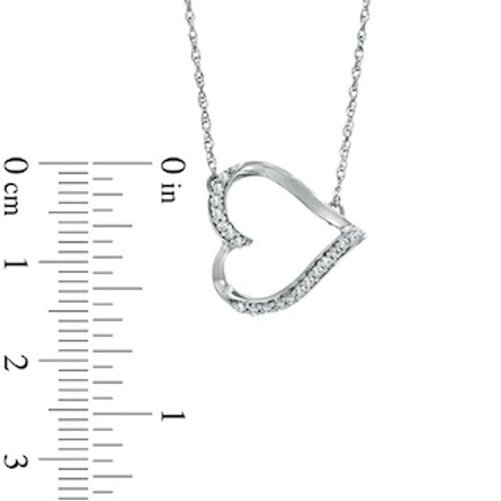 0.10 CT. T.W. Diamond Sideways Heart Necklace in Sterling Silver|Peoples Jewellers