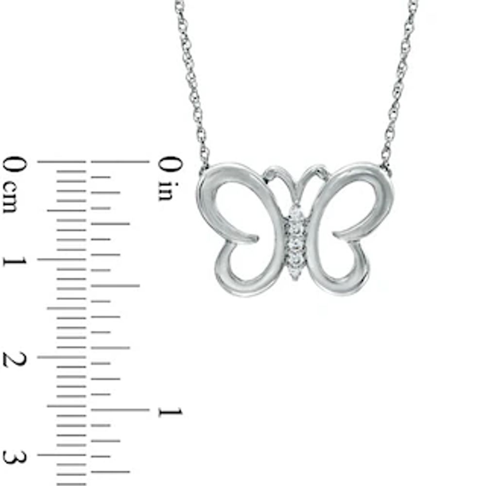 Diamond Accent Butterfly Necklace in Sterling Silver|Peoples Jewellers