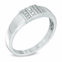Men's 0.10 CT. T.W. Baguette and Round Diamond Ring in 10K White Gold|Peoples Jewellers