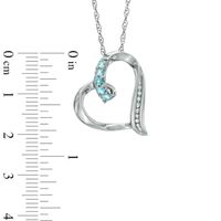 Aquamarine and Diamond Accent Looping Heart Pendant in Sterling Silver|Peoples Jewellers