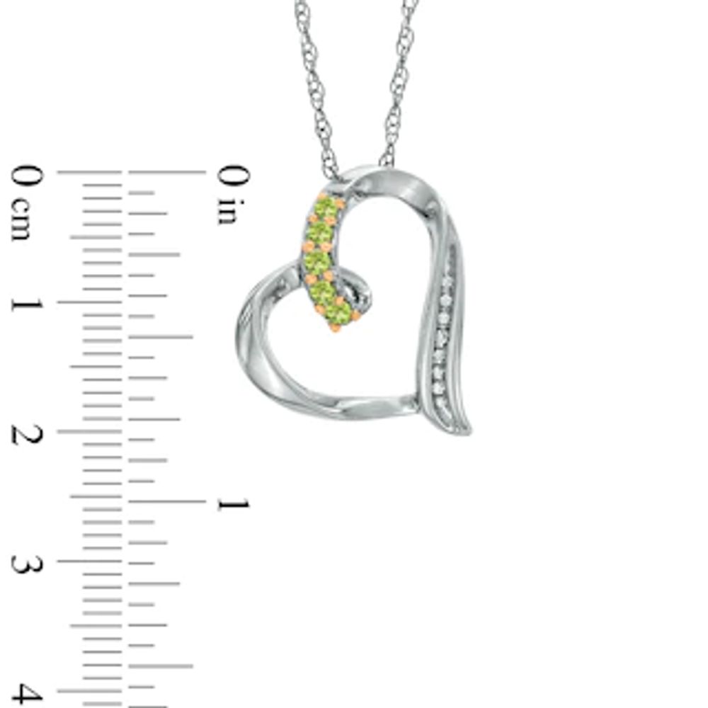 Peridot and Diamond Accent Looping Heart Pendant in Sterling Silver|Peoples Jewellers