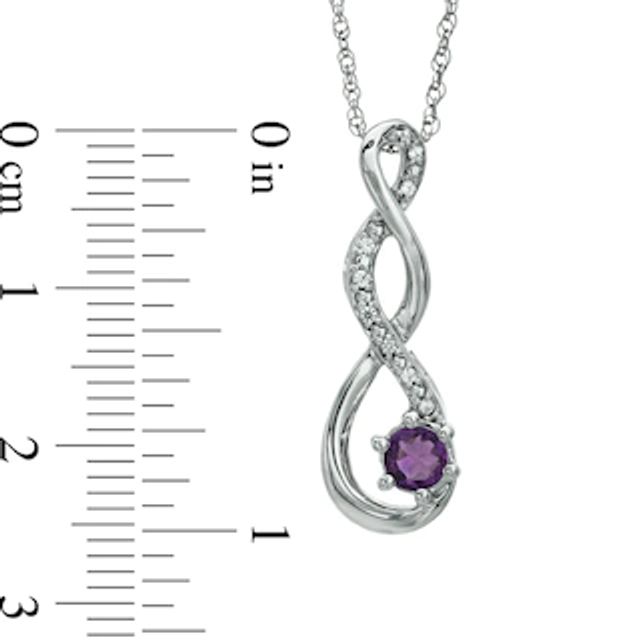 5.5mm Amethyst and Diamond Accent Twist Pendant in Sterling Silver|Peoples Jewellers