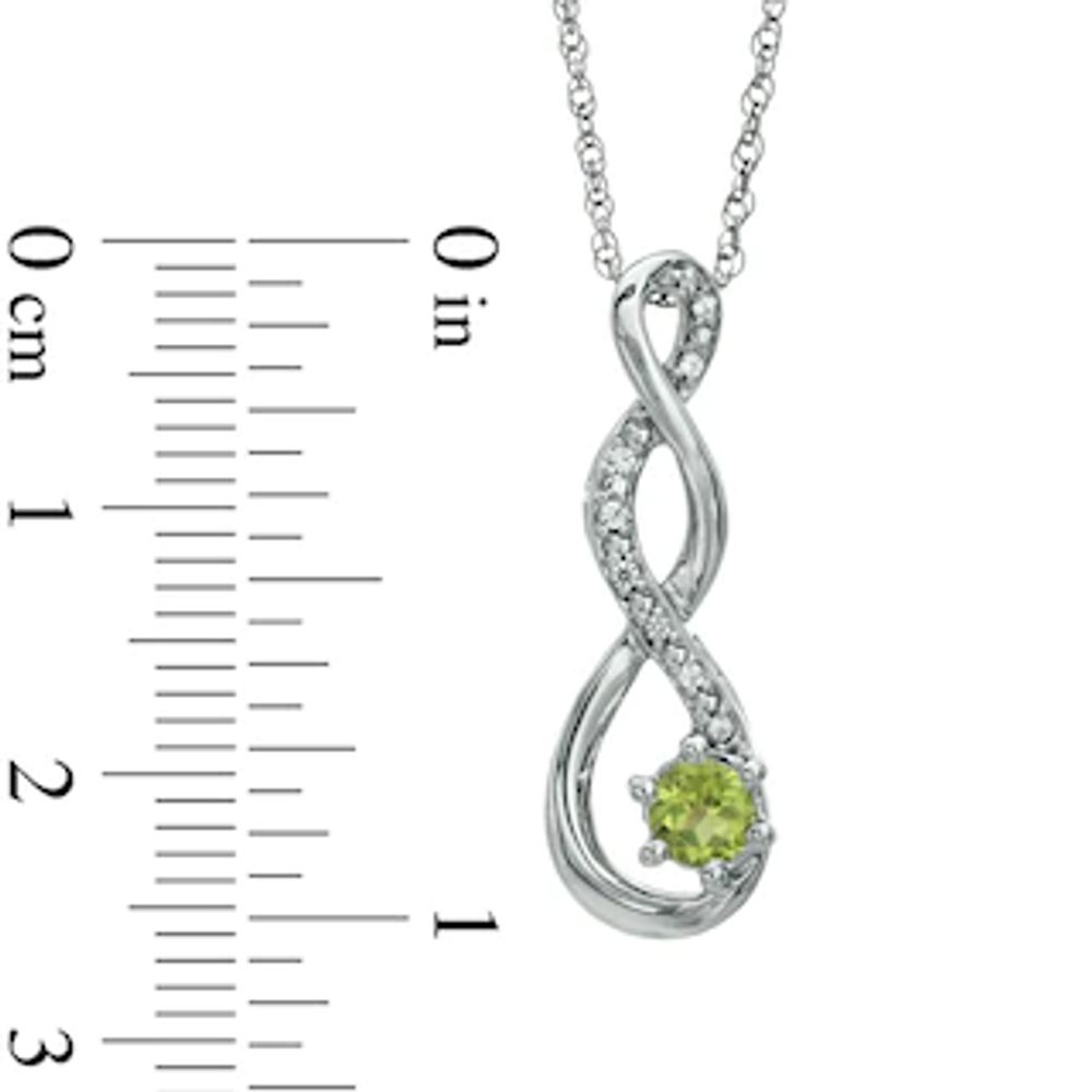 5.5mm Peridot and Diamond Accent Twist Pendant in Sterling Silver|Peoples Jewellers