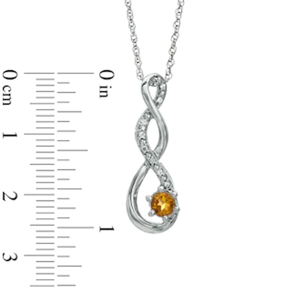 5.5mm Citrine and Diamond Accent Twist Pendant in Sterling Silver|Peoples Jewellers