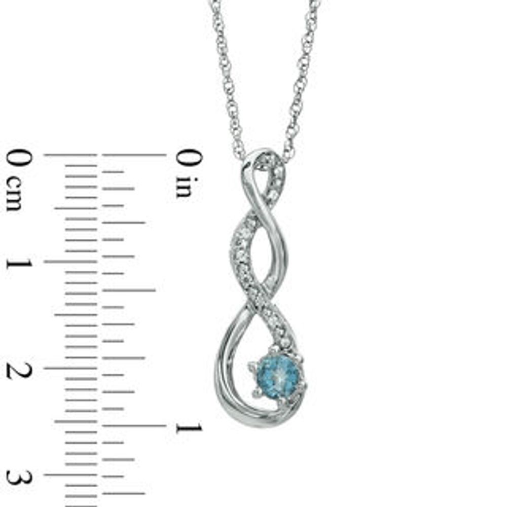 5.5mm Aquamarine and Diamond Accent Twist Pendant in Sterling Silver|Peoples Jewellers