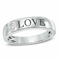 0.10 CT. Diamond "LOVE" Anniversary Band in 10K White Gold|Peoples Jewellers