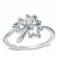 0.10 CT. T.W. Diamond Maple Leaf Ring in Sterling Silver|Peoples Jewellers