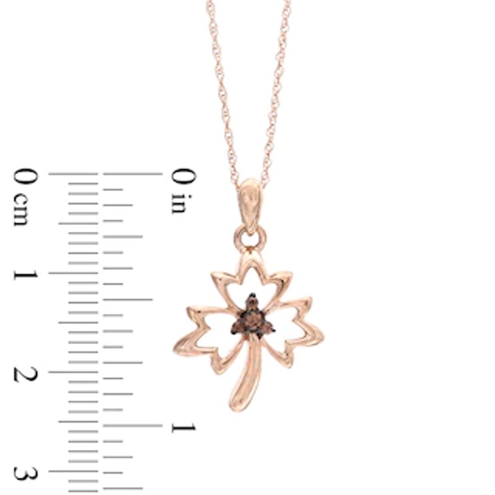 Enhanced Champagne Diamond Accent Maple Leaf Pendant in 10K Rose Gold|Peoples Jewellers