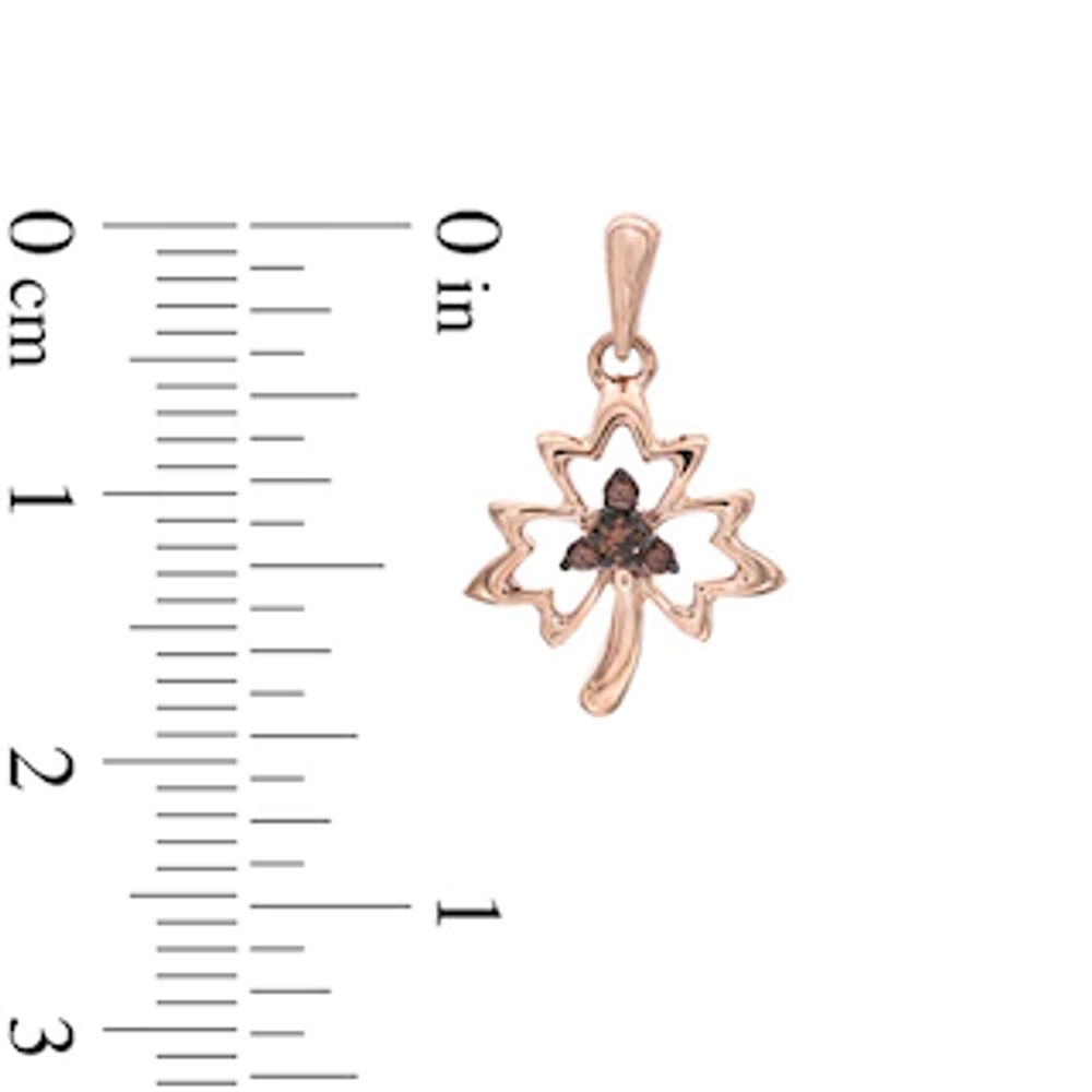 0.13 CT. T.W. Enhanced Champagne Diamond Maple Leaf Drop Earrings in 10K Rose Gold|Peoples Jewellers
