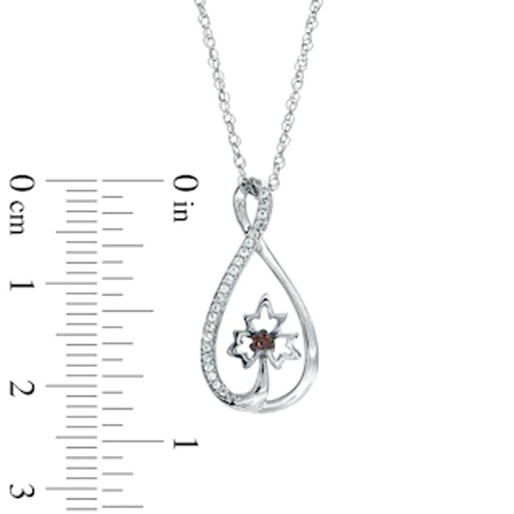 0.13 CT. T.W. Enhanced Champagne and White Diamond Infinity with Maple Leaf Pendant in Sterling Silver|Peoples Jewellers