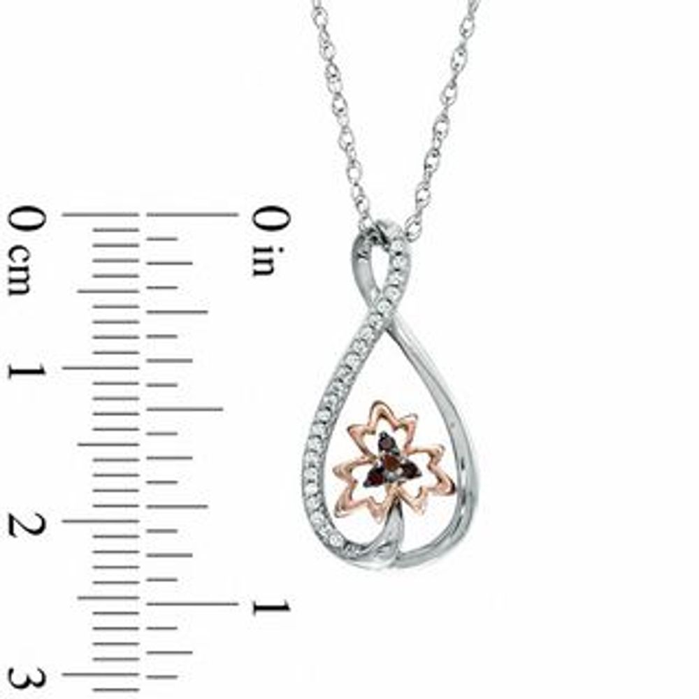 0.13 CT. T.W. Diamond Infinity with Maple Leaf Pendant in Sterling Silver and 10K Rose Gold|Peoples Jewellers