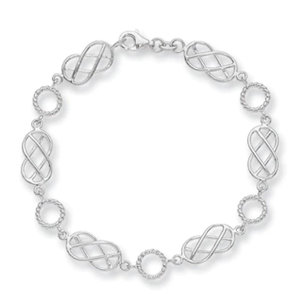 Woven Station Bracelet in Sterling Silver - 7.25"|Peoples Jewellers