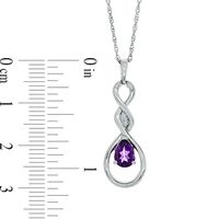 Pear-Shaped Amethyst and Diamond Accent Infinity Pendant in Sterling Silver|Peoples Jewellers