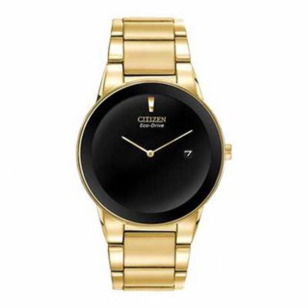 Men's Citizen Eco-Drive® Axiom Gold-Tone Watch with Black Dial (Model: AU1062-56E)|Peoples Jewellers