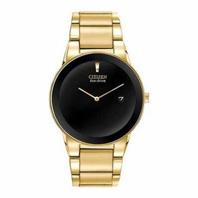 Men's Citizen Eco-Drive® Axiom Gold-Tone Watch with Black Dial (Model: AU1062-56E)|Peoples Jewellers